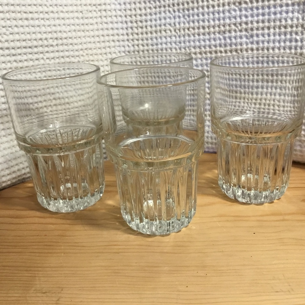 Set of 4 Stackable | Vintage Libbey Duratuff Everest Glass Whiskey Tumblers